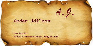 Ander János névjegykártya